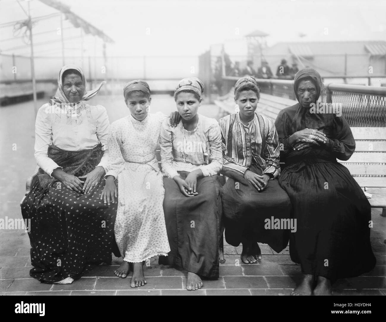 Group of Female Immigrants, Seated Portrait, Ellis Island, New York City, New York, USA, Bain News Service, 1908 Stock Photo