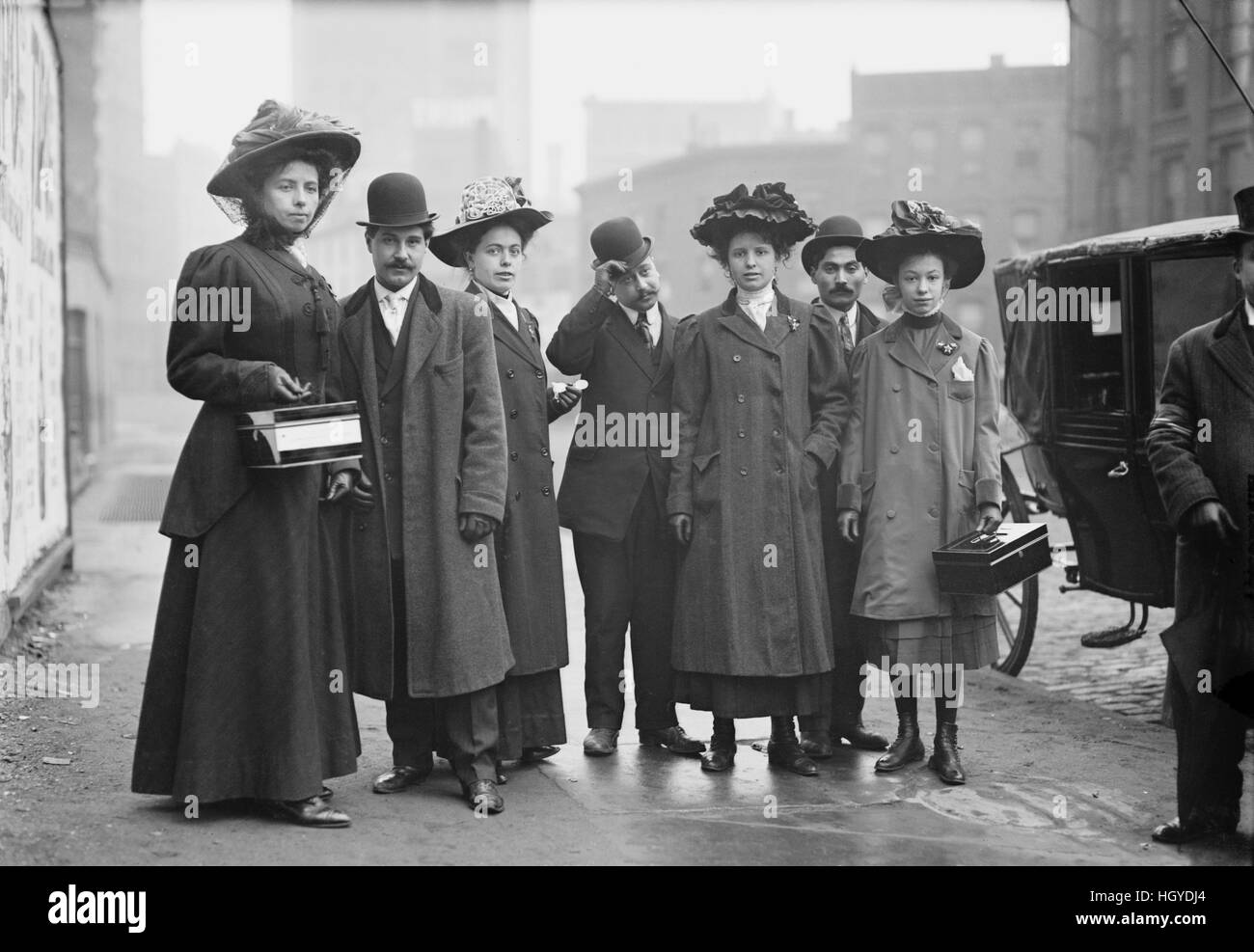 Group of Collectors for Italian Sufferers of 1908 Messina, Italy Earthquake, New York City, New York, USA, Bain News Service, January 1909 Stock Photo