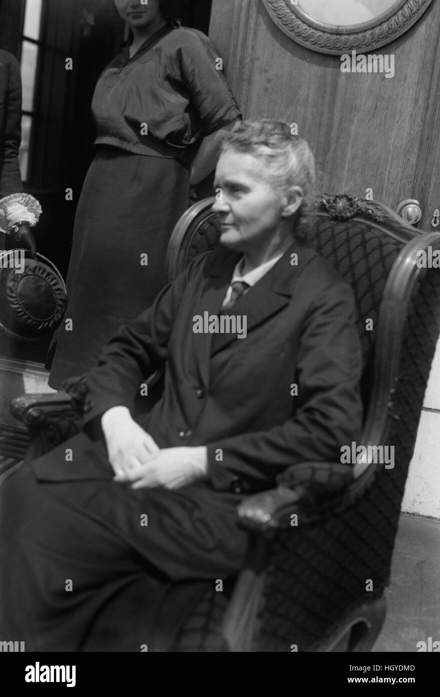 Marie Curie, Polish-Born French Physicist, Portrait during Trip to USA to Raise Funds for Radium Research, Bain News Service, 1921 Stock Photo