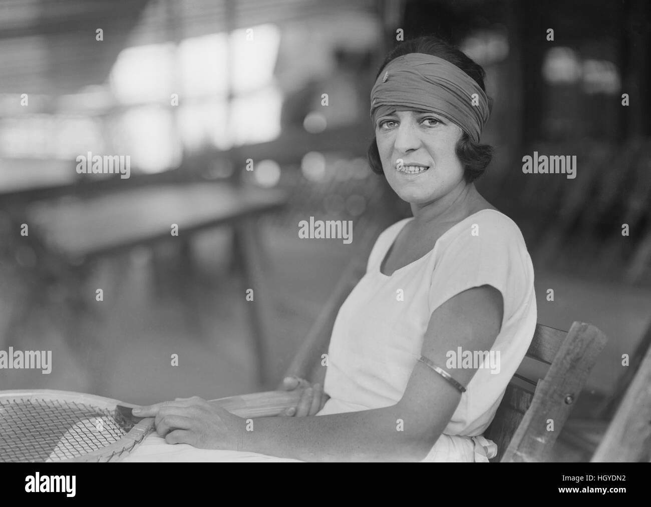 Suzanne Lenglen, French Tennis Player, Portrait Seated, Bain News Service, 1921 Stock Photo