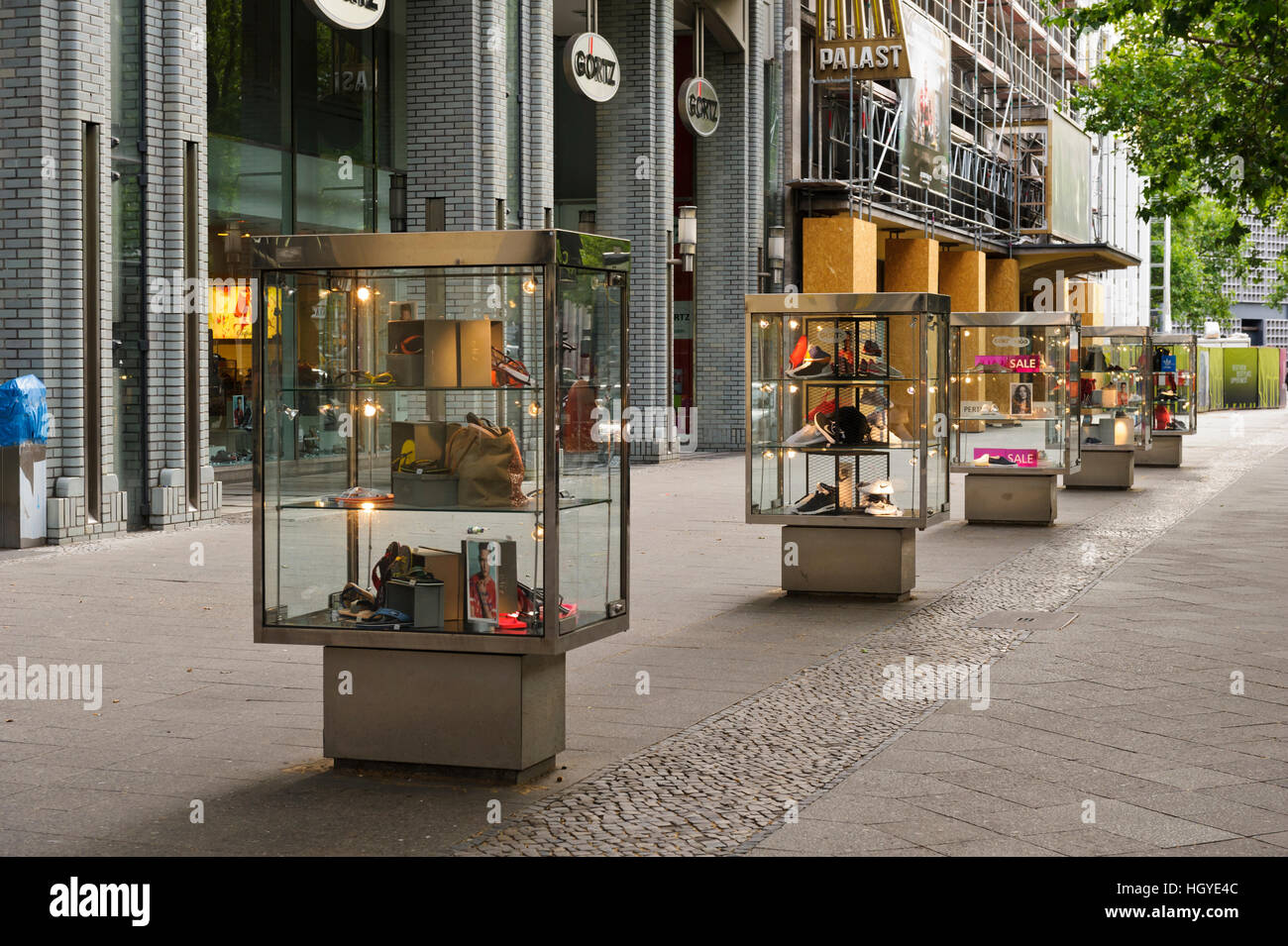 Glass Display Cabinets Outside Luxury Fashion Boutiques On Stock
