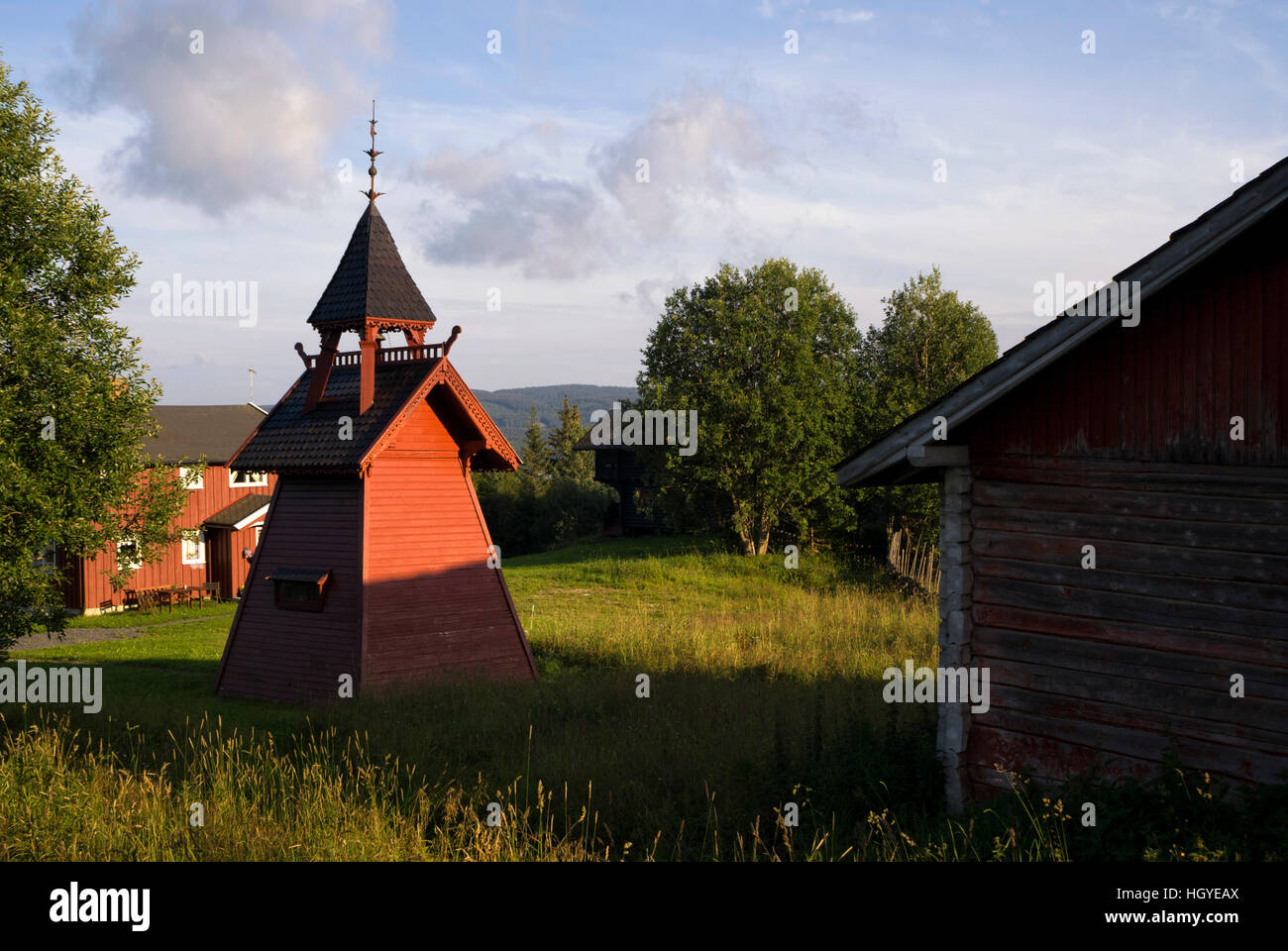 Bell tower on a Norwegian farm Stock Photo
