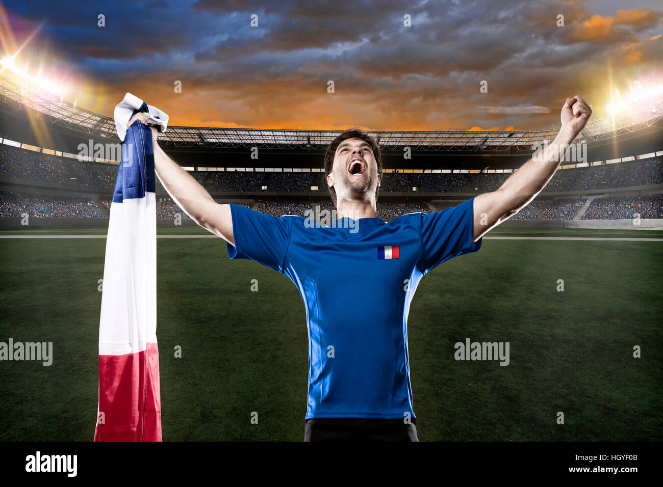 French soccer player, celebrating with the fans Stock Photo - Alamy