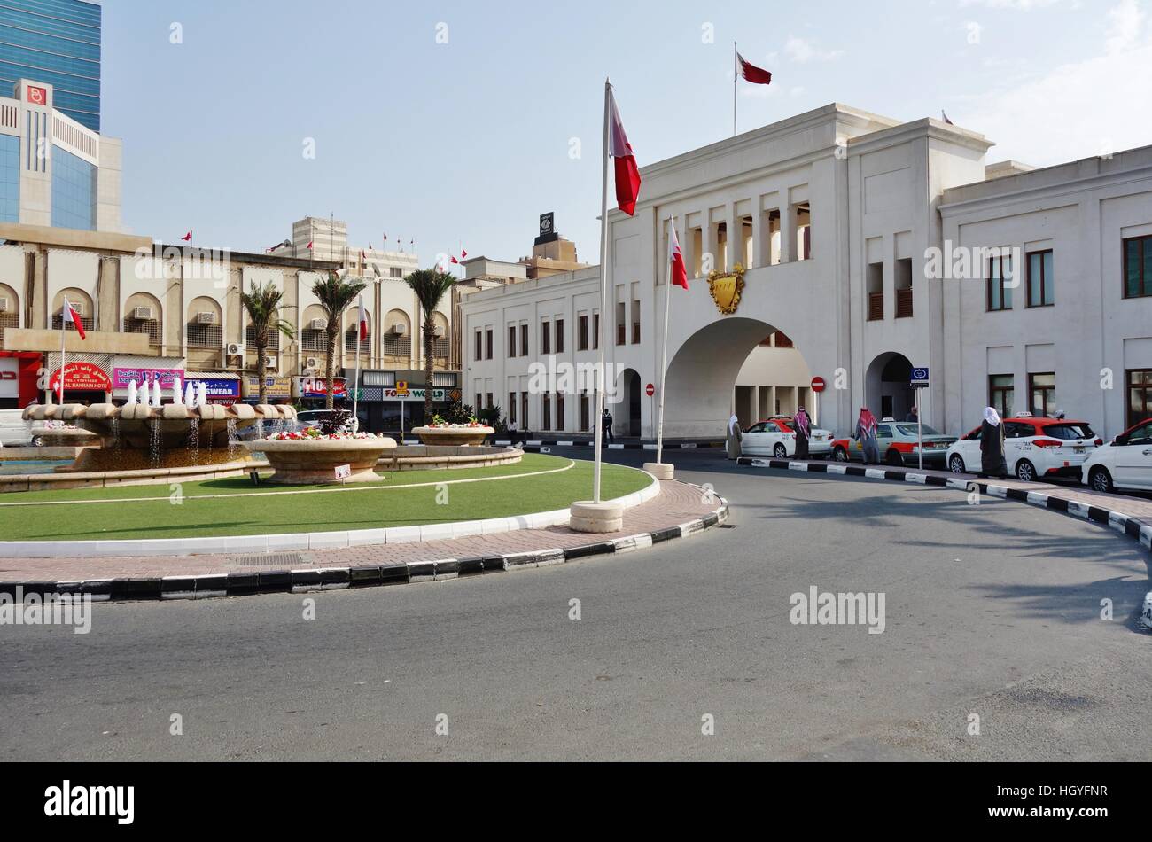 The Bab Al Bahrain gate marking the entrance of the Manama Souq in ...