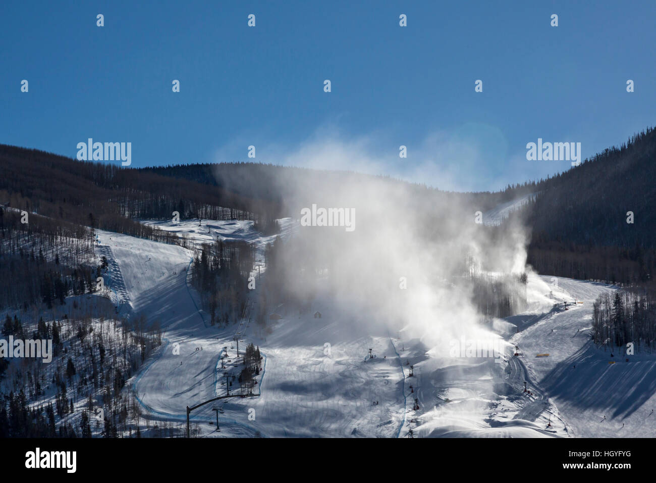 Vail, Colorado - Snowmaking at Vail Ski Resort Stock Photo