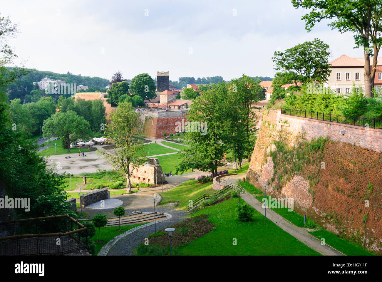 Cheb (Eger): Town wall and castle, , Karlovarsky, Karlsbader Region, Karlovy Vary Region, Czech Stock Photo