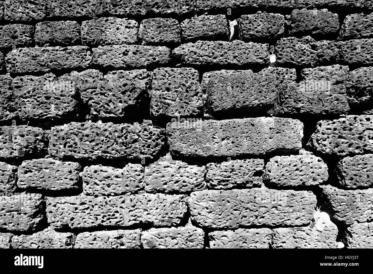 laterite stone material monochrome at temple in Sukhothai world heritage Stock Photo