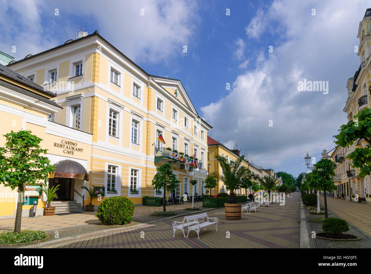 Frantiskovy Lazne (Franzensbad): Society house at health resort promenade, , Karlovarsky, Karlsbader Region, Karlovy Vary Region, Czech Stock Photo