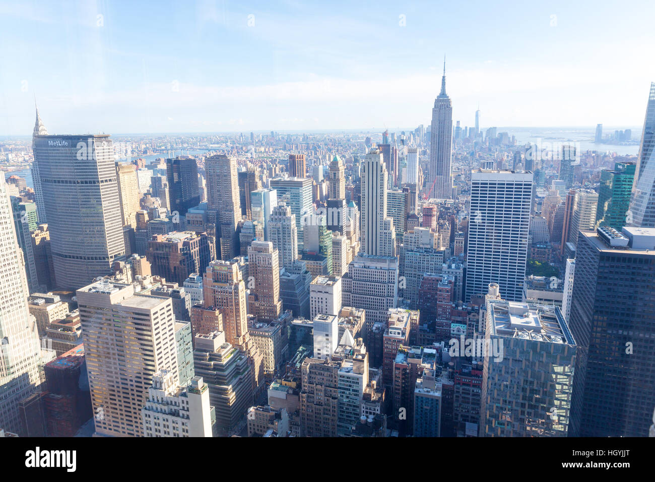 Manhattan with Empire State Building panorama Stock Photo