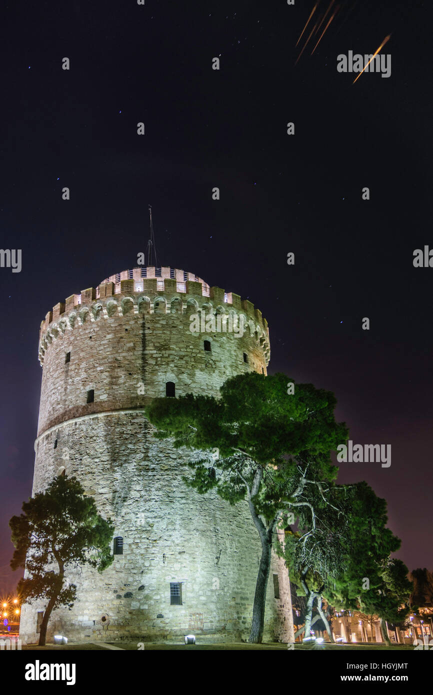 The White Tower of Thessaloniki Greece at night Stock Photo Alamy