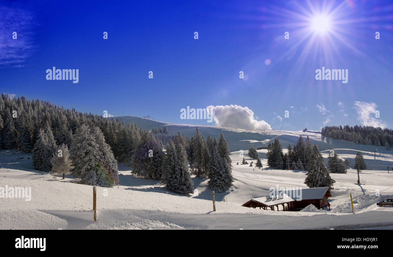 a winter mountain landscape in the french Alps Stock Photo - Alamy