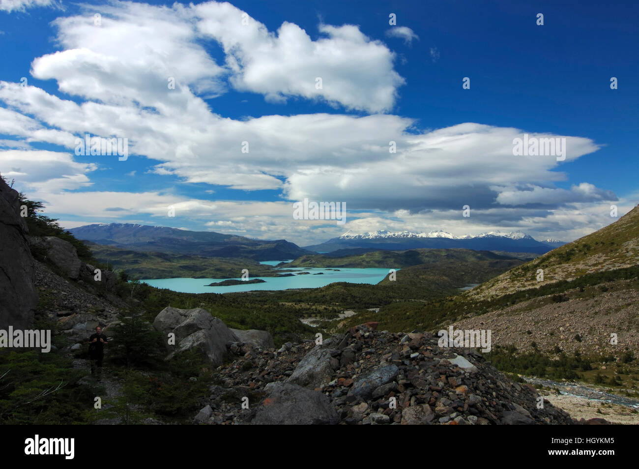 Lago Nordenskjoeld from Valle del Frances, Torres del Paine National Park, Patagonia, Chile (Torres del Peine) Stock Photo