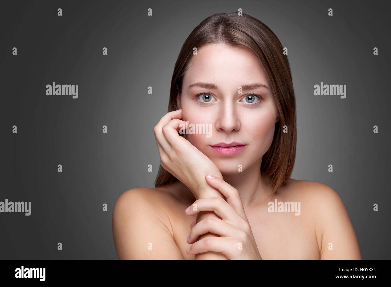 Young naturally beautiful woman with great skin complexion Stock Photo