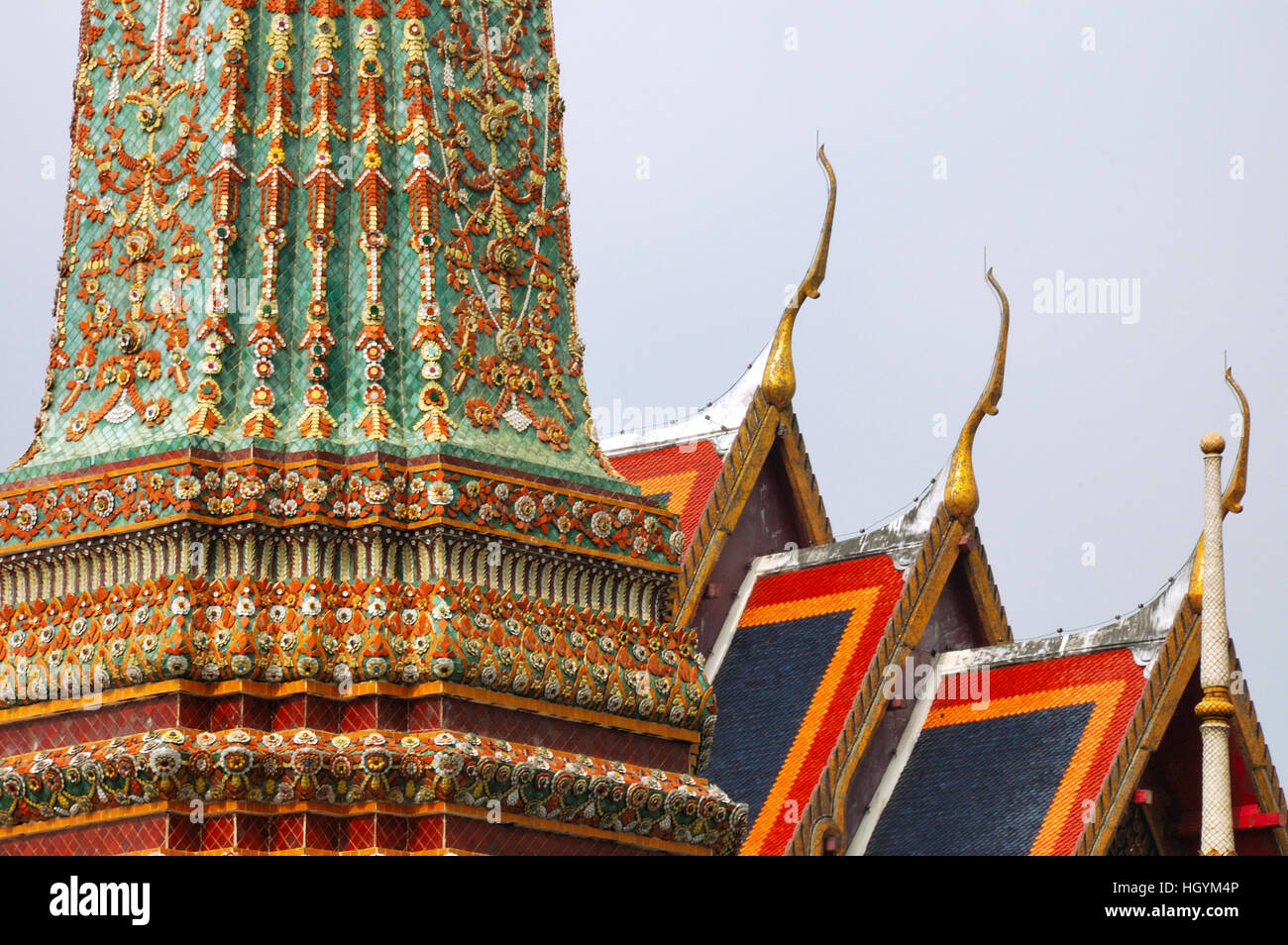 Aligned Chedis, Wat Pho temple, Bangkok, Thailand Stock Photo