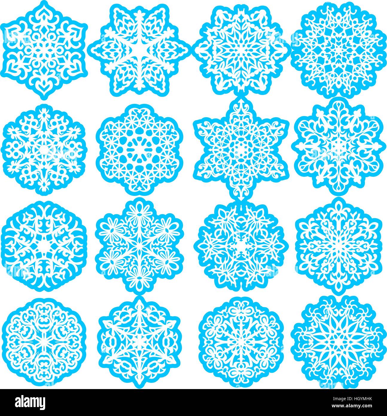 Set snowflakes icons on white background, vector illustration Stock ...