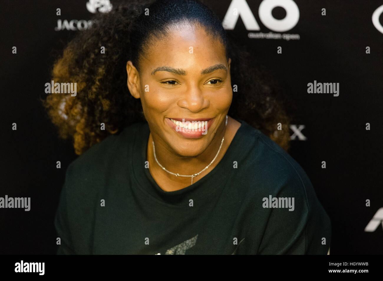 MELBOURNE, AUSTRALIA - 14th  JANUARY 2017: Serena Williams of the USA speaks during a press conference before the start of the 2017 Australian Open at Melbourne Park in Melbourne, Australia. Credit: Frank Molter/Alamy Live News Stock Photo