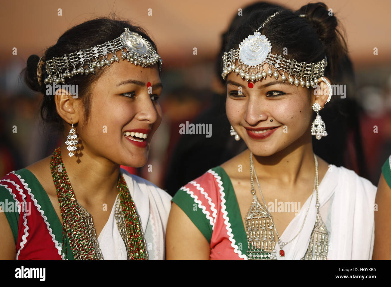 Kathmandu Nepal. 14th Jan 2017. Women from ethnic Tharu