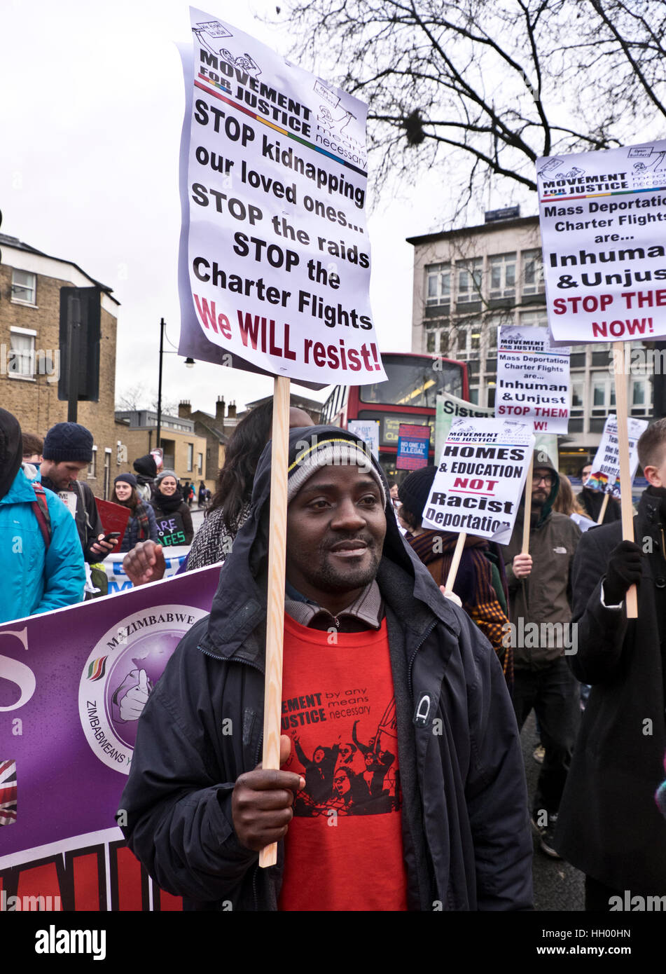 March against mass deportation organised by Movement for Justice.Demanding UK government stop mass deportation via charter flight Stock Photo