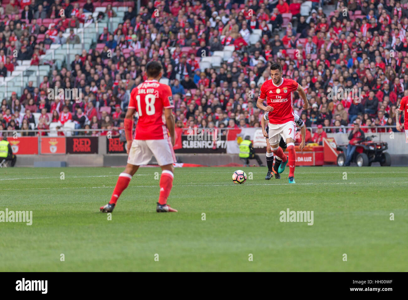 Lisbon, Portugal. 14th January, 2017.Benfica's midfielder from Greece Andreas Samaris (7) in action during the game SL Benfica v Boavista FC in Lisbon, Portugal. © Alexandre de Sousa/Alamy Live News Stock Photo