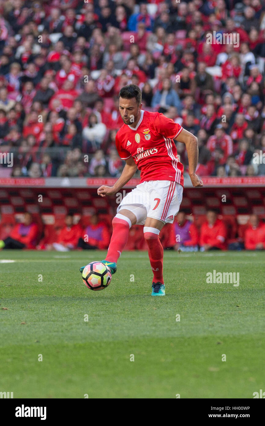 Lisbon, Portugal. 14th January, 2017.Benficas midfielder from Greece Andreas Samaris (7) in action during the game SL Benfica v Boavista FC in Lisbon, Portugal. © Alexandre de Sousa/Alamy Live News Stock Photo