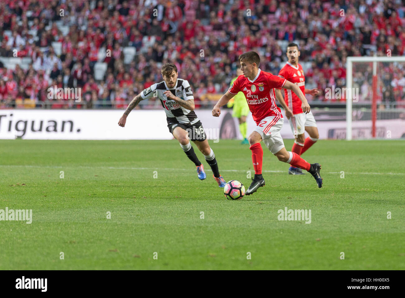 Lisbon, Portugal. 14th January, 2017.Benfica's forward from Argentina Franco Cervi (22) in action during the game SL Benfica v Boavista FC in Lisbon, Portugal. © Alexandre de Sousa/Alamy Live News Stock Photo
