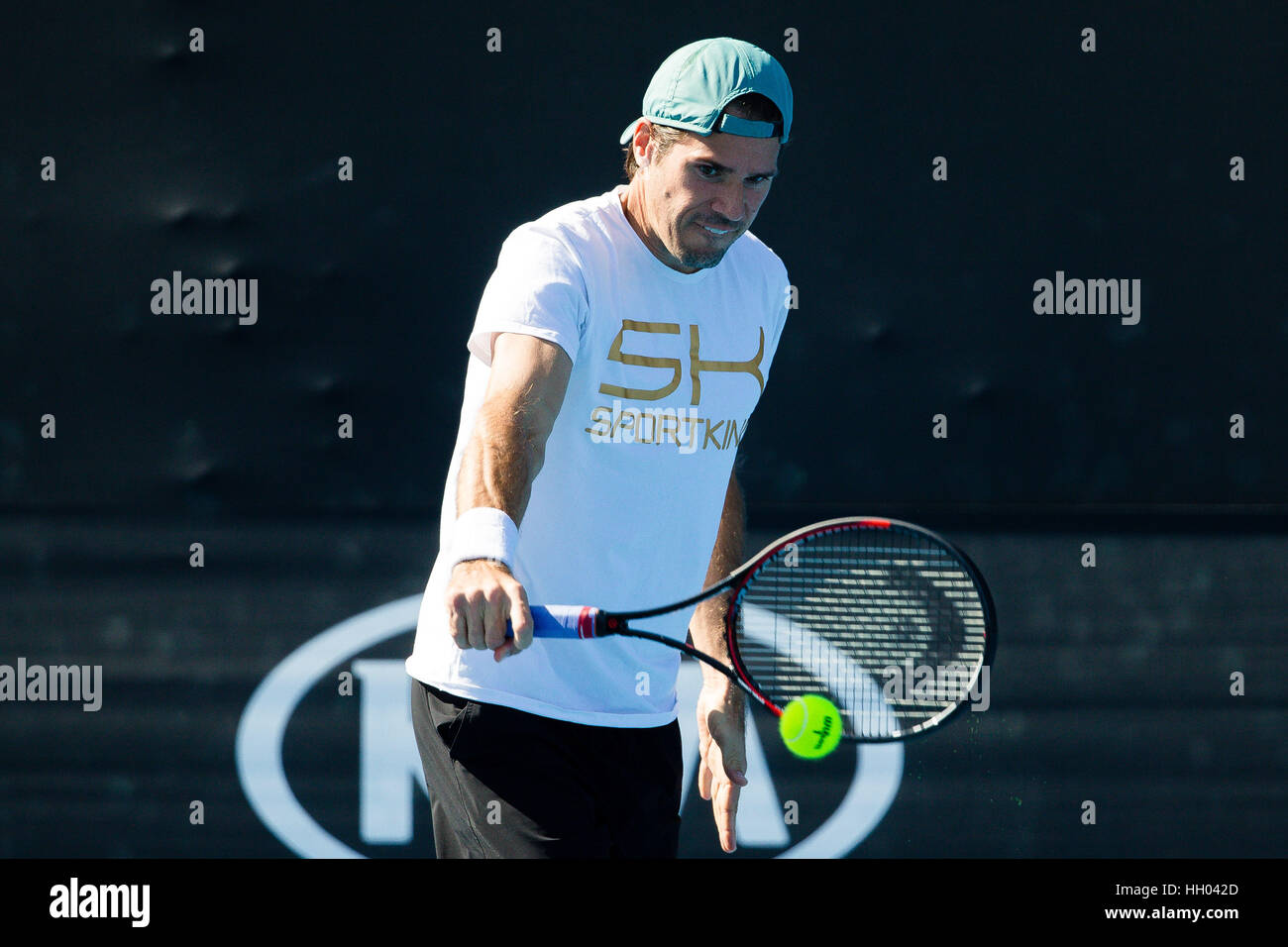 Australia. 15th January Tommy Haas of Germany during a practice session at the 2017 Open at Melbourne Park in Australia. Credit: Frank Molter/Alamy Live News Stock Photo - Alamy