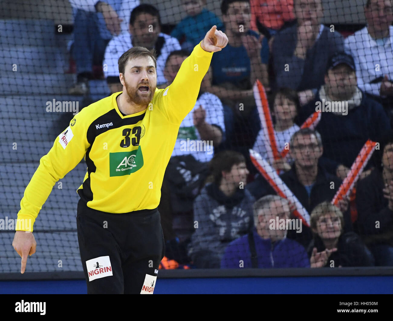 Rouen, France. 15th Jan, 2017. Germany's goalkeeper Andreas Wolff