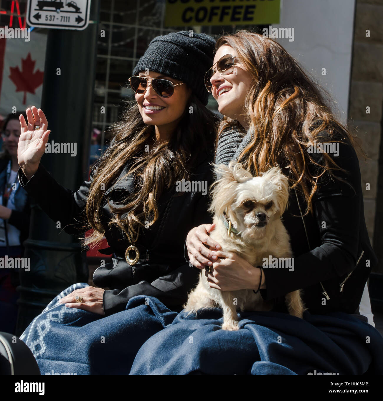 Calgary, Alberta, Canada - April 17 2015: Calgary Comic Expo Trish Stratus (Left) and Amy 'Lita' Dumas (Right) of WWE Fame Stock Photo