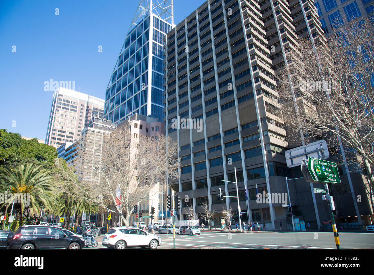 Macquarie street Sydney city centre and high rise tower buildings on  Macquarie street,Sydney,Australia Stock Photo - Alamy