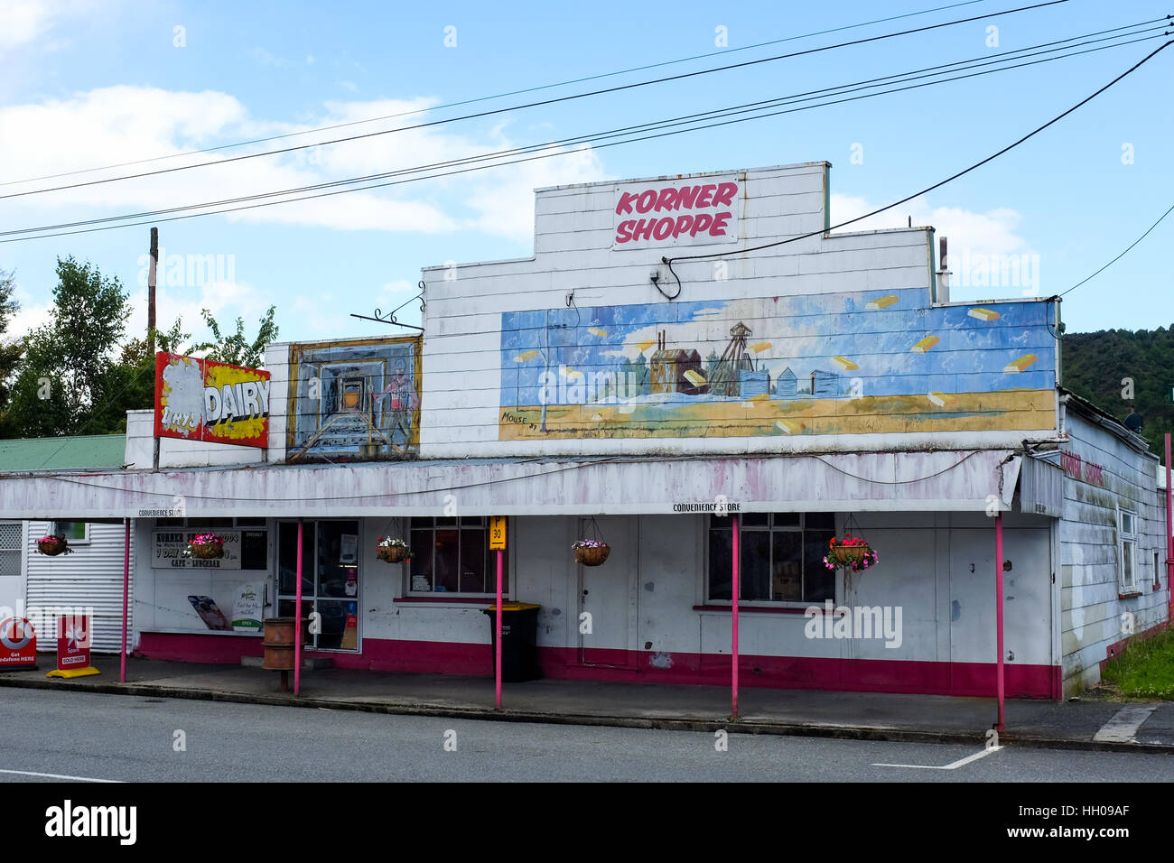 A convenience store in Reefton, New Zealand. Stock Photo
