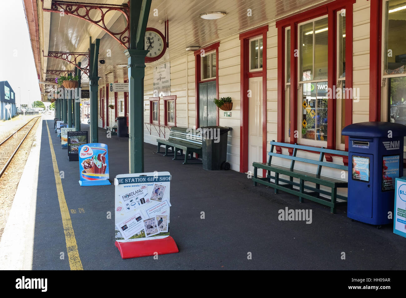 Greymouth train station in New Zealand. Stock Photo