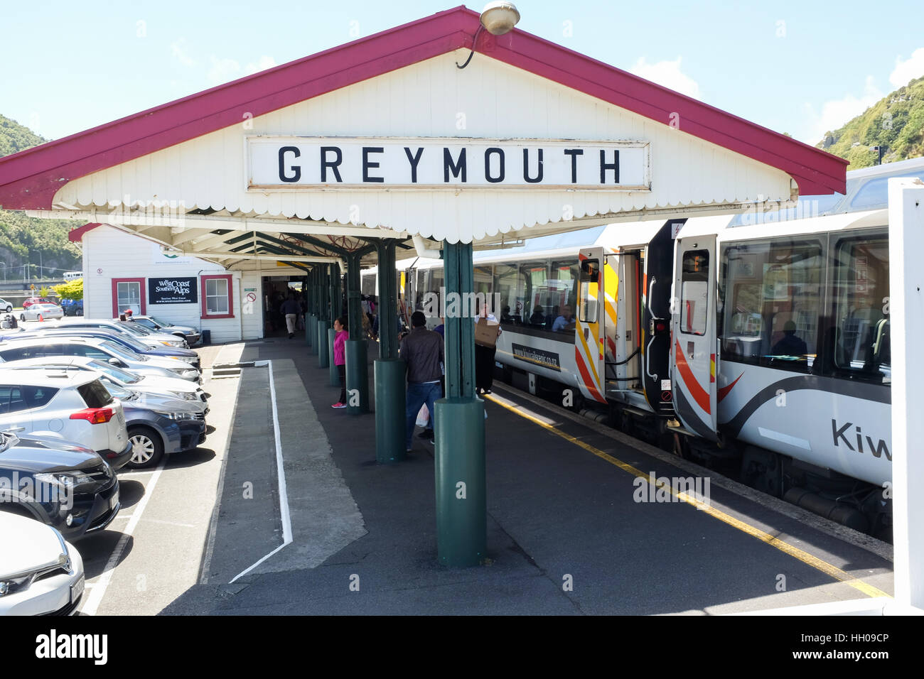 Greymouth train station in New Zealand. Stock Photo
