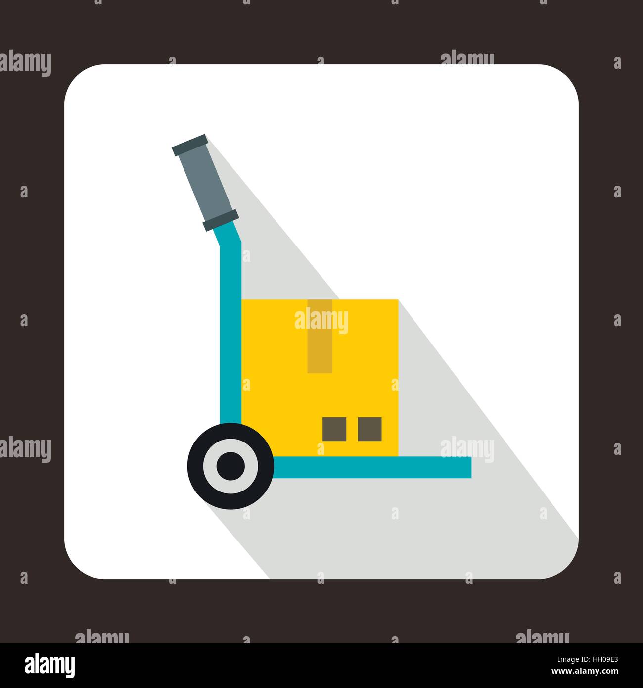 Hand cart with cardboard icon in flat style on a white background Stock ...