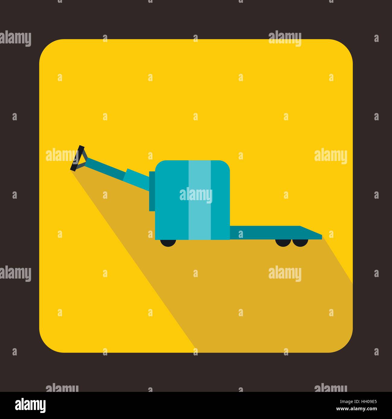 Manual forklift pallet stacker truck icon in flat style on a yellow background - Stock Vector