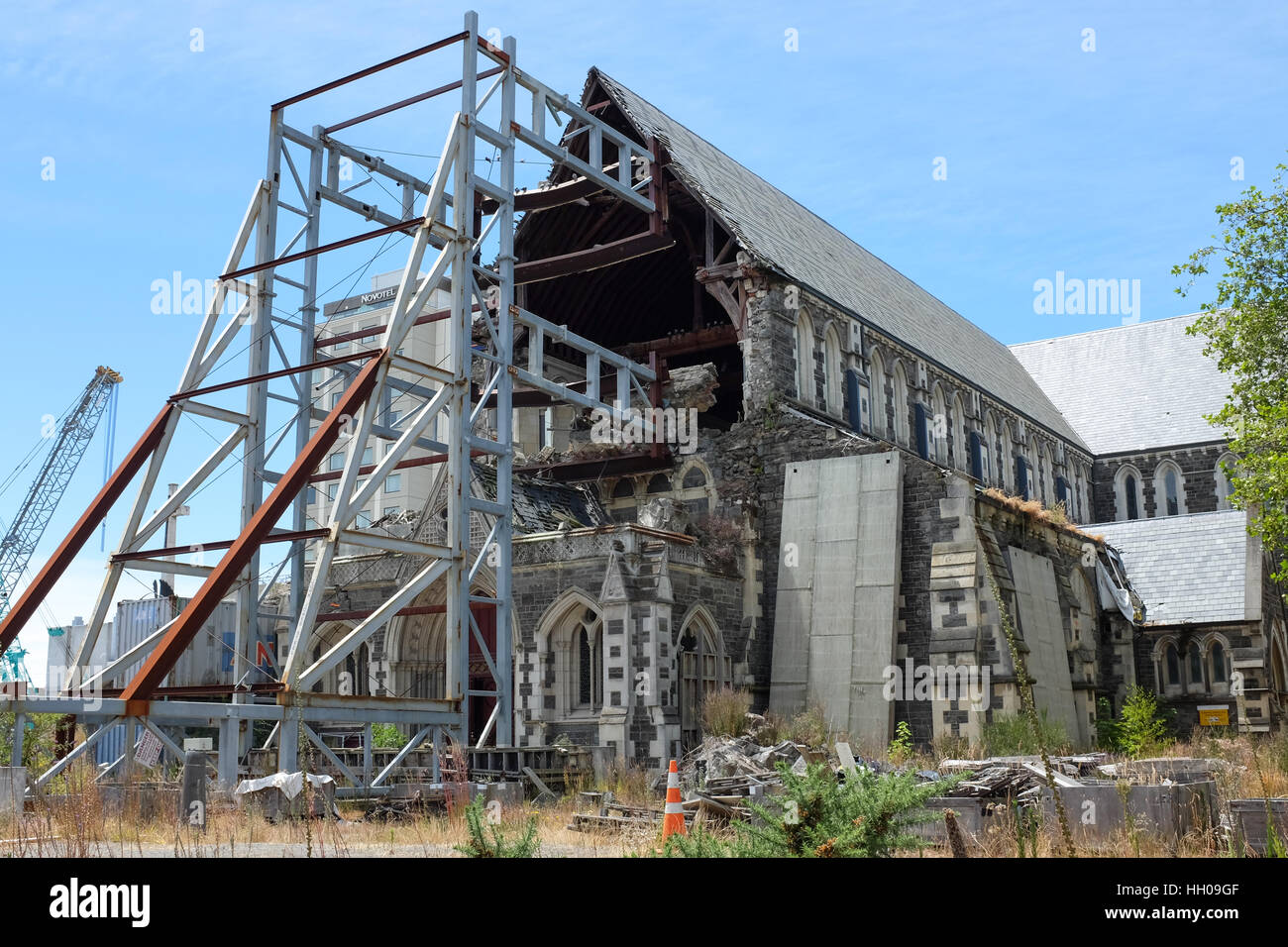 New Zealand's Christchurch Cathedral, badly damaged in an earthquake in 2011. Stock Photo