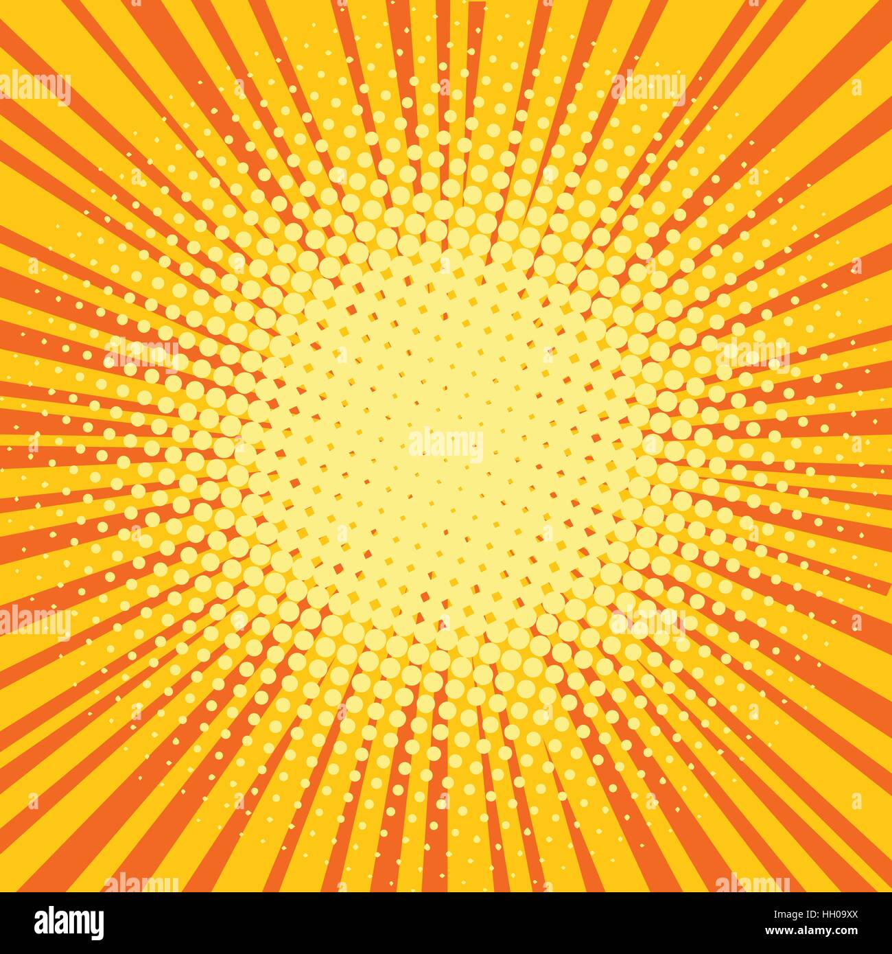 Yellow orange rays comic pop art retro background Stock Vector