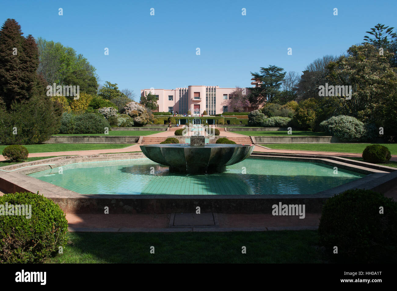 Porto: the fountain and the Serralves Foundation, one of the most important cultural institution of Portugal Stock Photo