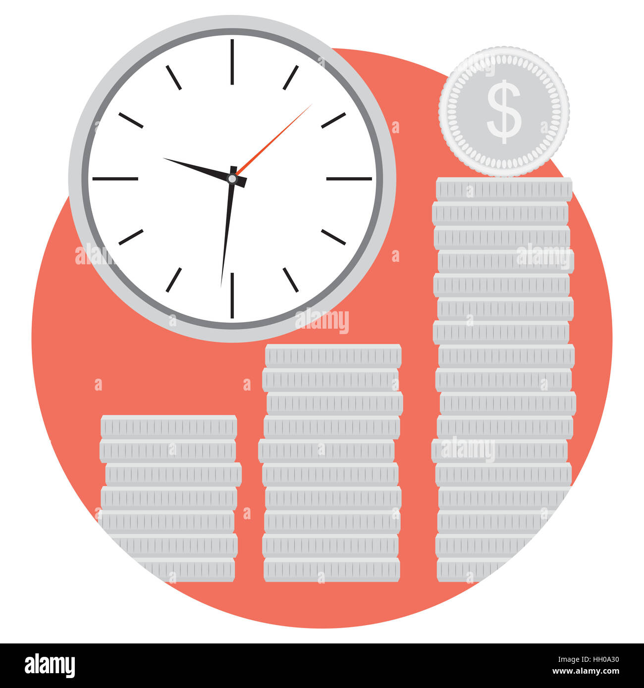 Icon money and time. Management and efficiency economic budget. Vector illustration Stock Photo