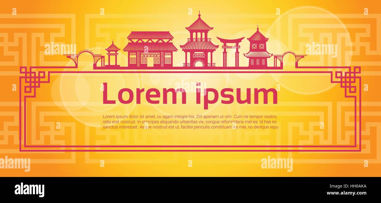 Old japanese traditional buildings Stock Vector Images - Alamy