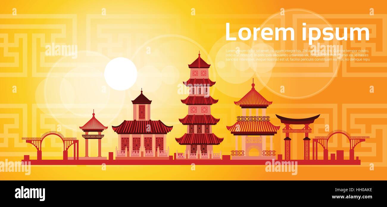 Old chinese buildings Stock Vector Images - Alamy