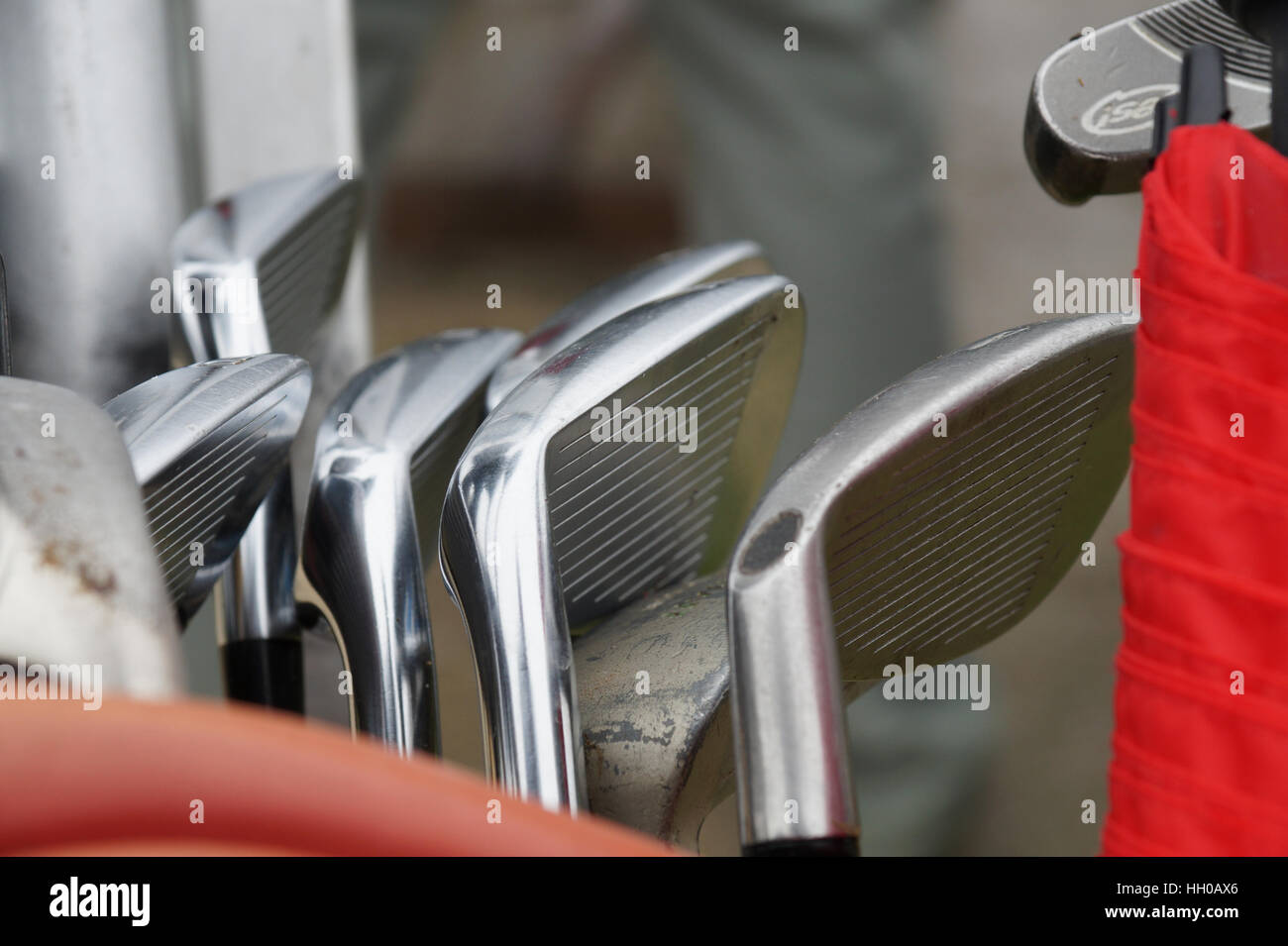 Bunch of golf clubs in the bag Stock Photo Alamy