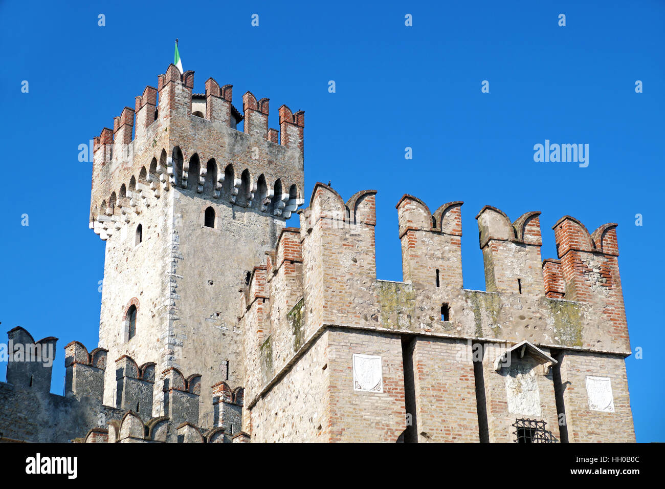 old medieval castle . fortified wall and tower detail Stock Photo - Alamy