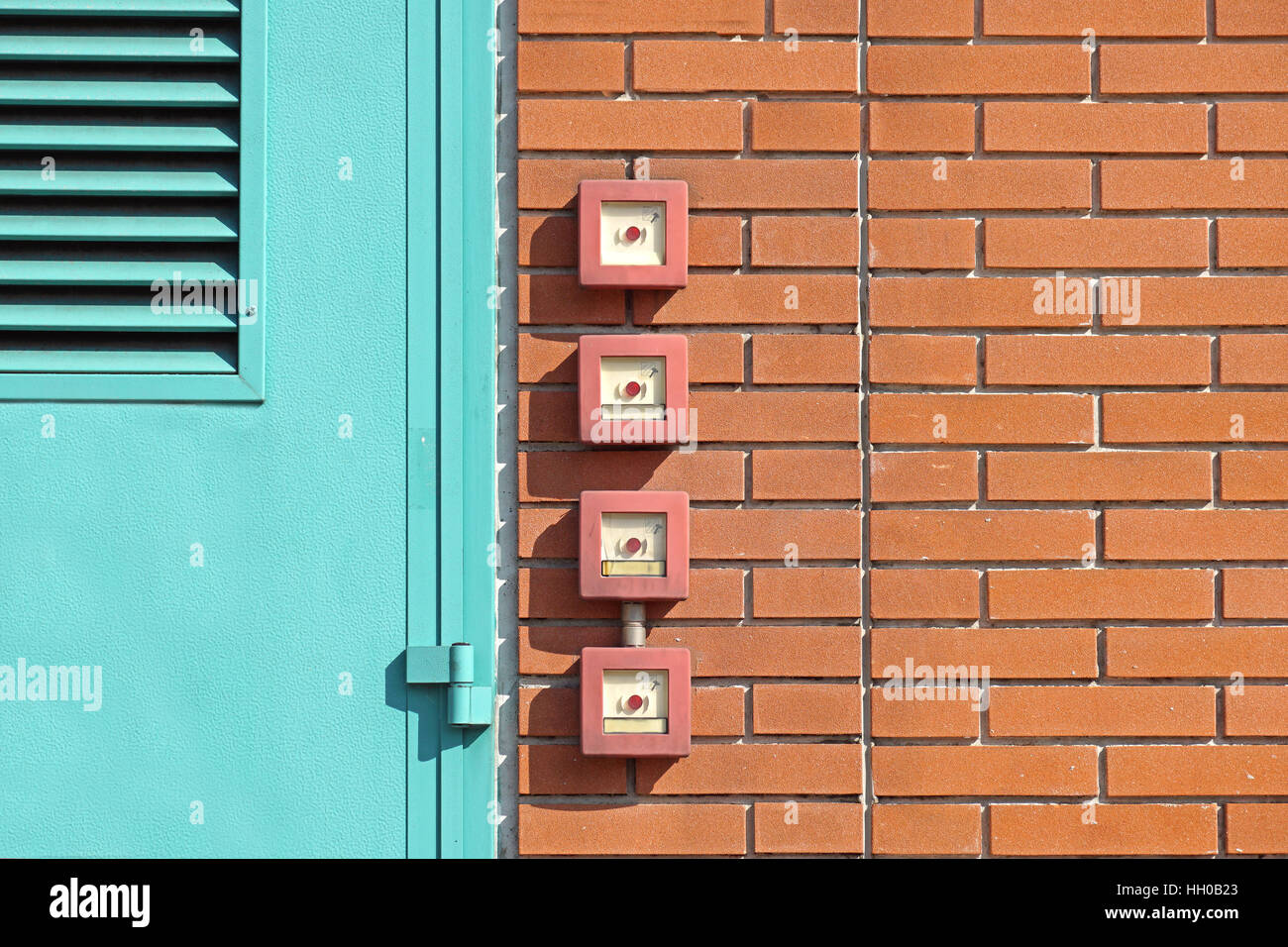 fire alarm switch on the wall Stock Photo