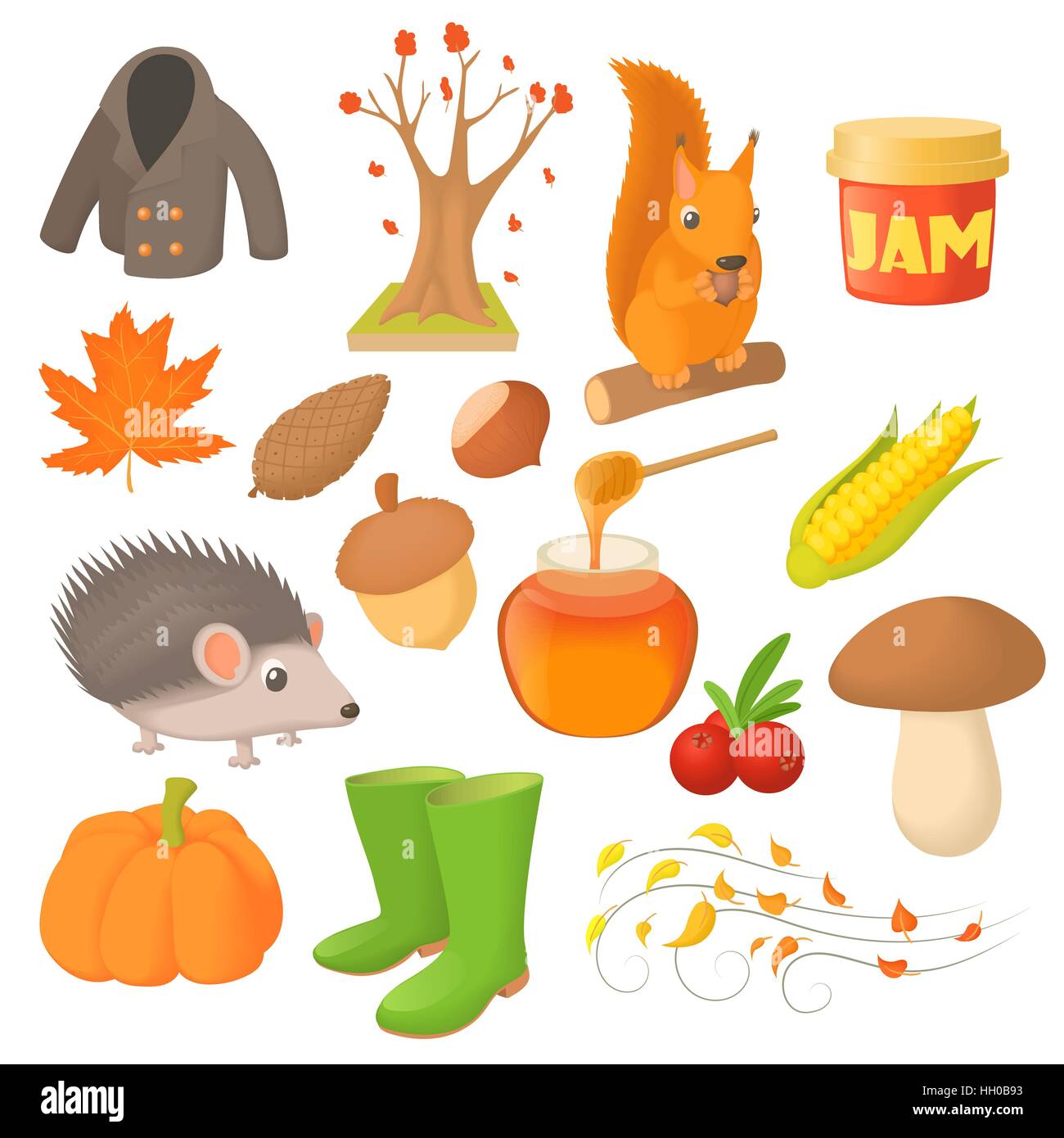Autumn icons set in cartoon style Stock Vector Image & Art - Alamy