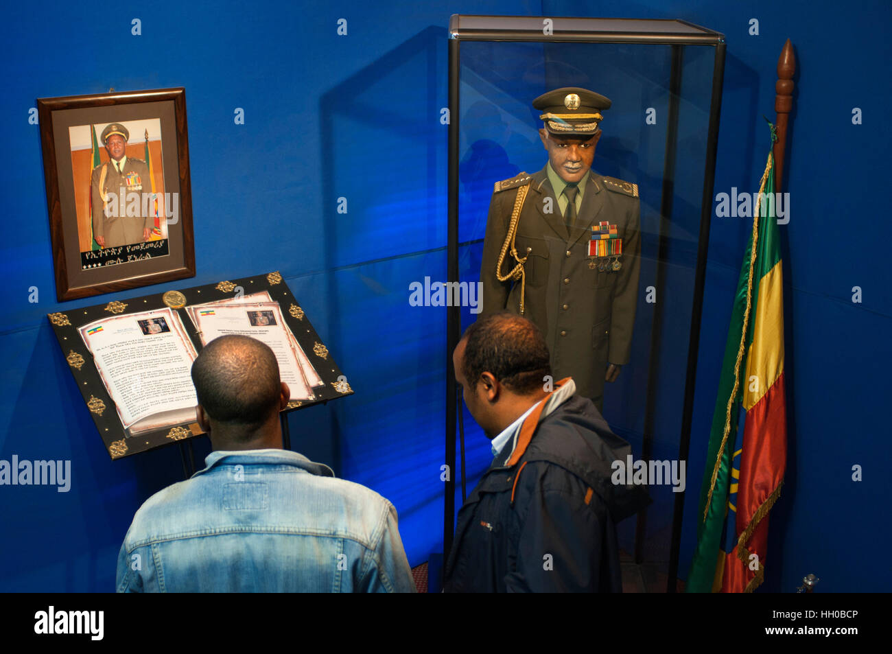 The National Museum in Addis Abeba city, Etiopia. The National Museum of Ethiopia. Representation in wax of the last leaders of the country. The Natio Stock Photo