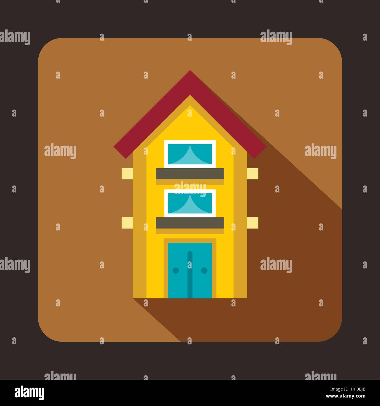 Yellow two storey house icon, flat style Stock Vector Image & Art - Alamy