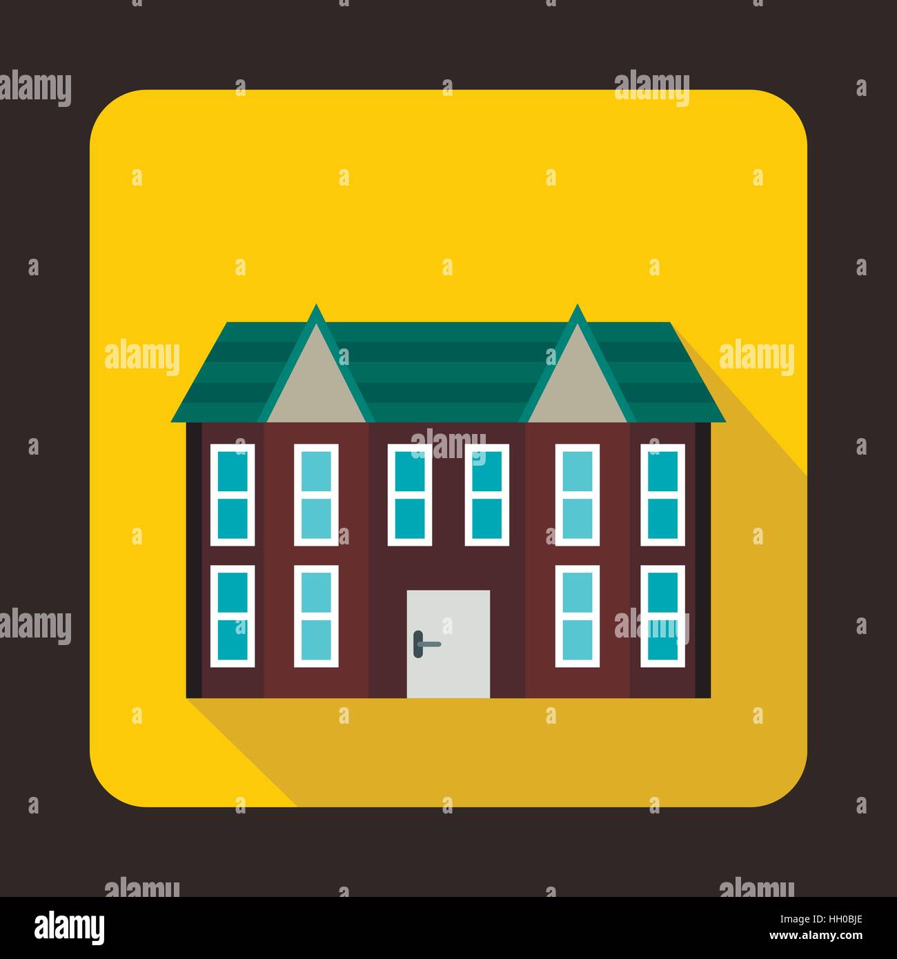 Brown two storey house icon, flat style Stock Vector Image & Art - Alamy