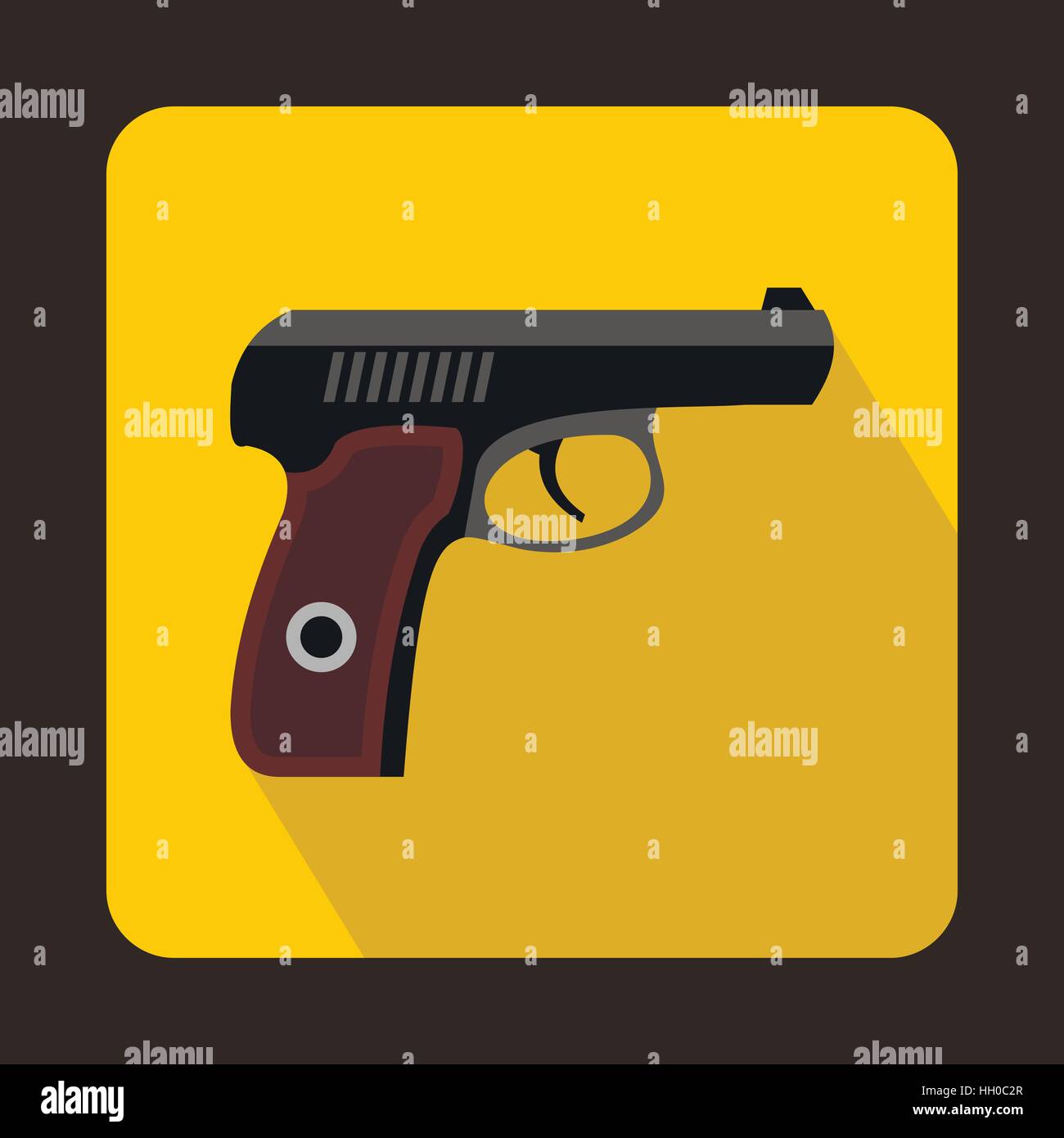 Pistol military weapon icon, flat style Stock Vector