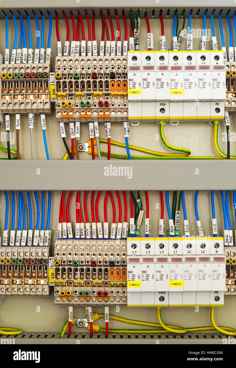 Electrical terminals and wires closeup Stock Photo Alamy