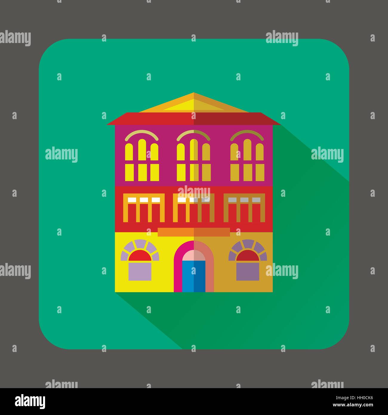 Colorful building icon, flat style Stock Vector Image & Art - Alamy